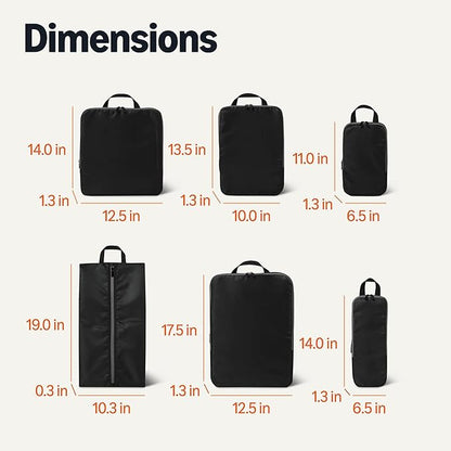Amazon Essentials Ultralight Compression Packing Cubes Packing Organizer black 6 pack Black