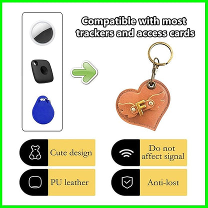 Initial Letter Leather Alphabet Keychain Holder Case Compatible with AirTag,Cute Protective Air Tag Cover with Bronze Keyring,Anti-Scratch Finder GPS Tracker Case for Pets Keys Wallet Luggage(F)