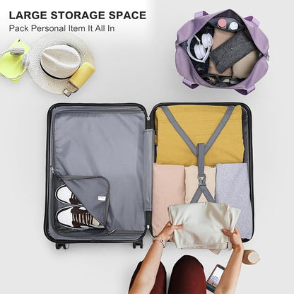 Kono Suitcase Set 3 Piece Luggage Set Expandable(only 28") Lightweight PC+ABS Carry On Hardside Luggage with TSA Lock Spinner Wheels (Purple, 6 piece set)