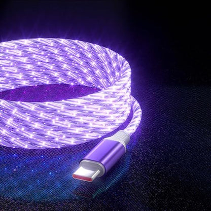 IHAO USB A to C Charger Cable PD Fast Charge and High Speed Sync Visible Starry LED Current Flowing Compatible with All USBC Device-Starry Purple A to C 39Inches