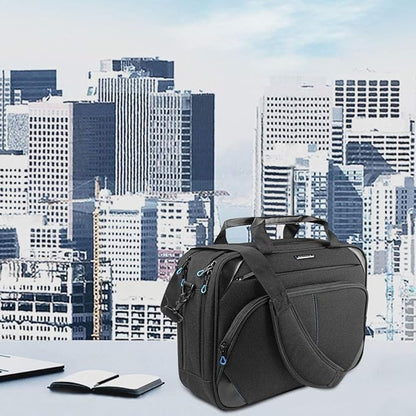 KROSER Laptop Bag 15.6 Inch Briefcase Messenger Bag Water Repellent Computer Case Shoulder Bag Durable Tablet Sleeve with RFID Pockets for Business/College/Women/Men - Black/Blue