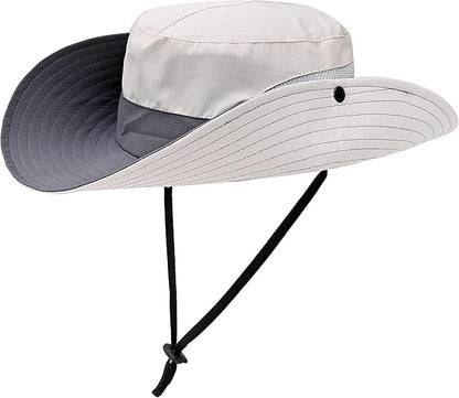 Womens Summer Sun Hat Beach Hat Wide Brim Outdoor UV Protection Hat Foldable Cool Mesh Ponytail Bucket Hat