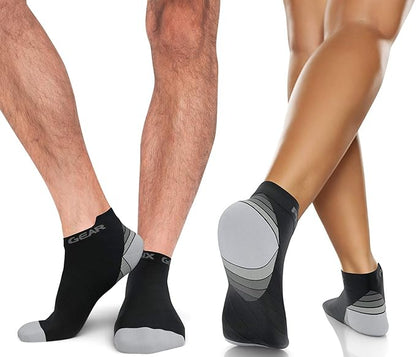 Physix Gear Short Compression Socks for Men & Women - Best Low Compression Socks Women & Men Ankle Socks with Arch Support