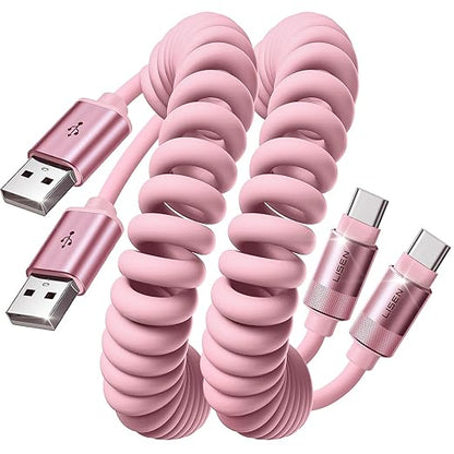 LISEN Pink USB C Cable, Gifts for Women 2 Pack for Android Auto & CarPlay Cable, Type C Charger Pink Compatible with iPhone 17/16 Galaxy S25/S24 Car Accessories for Women Wife Girlfriend Sisters 4FT
