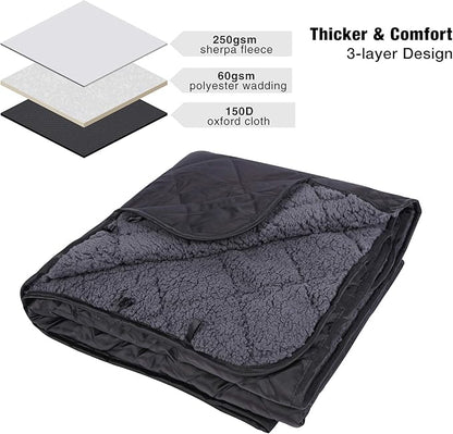 REDCAMP Large Warm Blanket with Sherpa Lining, Cold Weather Outdoor Blanket Windproof for Camping Stadium,Hiking, Machine Washable（79"x 79"）