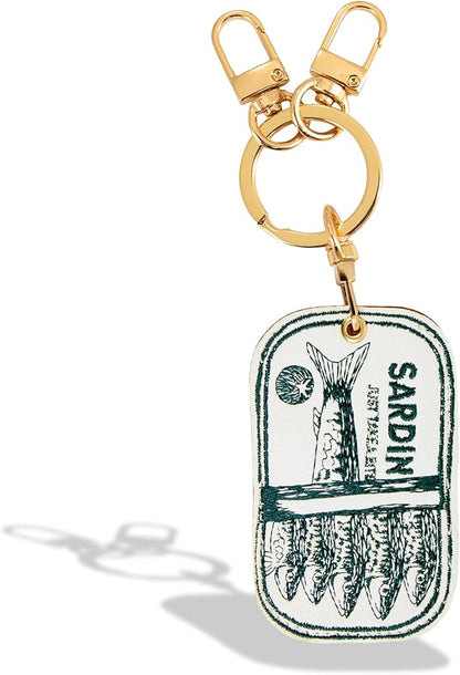Sonix Keychain Case Compatible with Apple AirTag | Protective AirTag Cover Keychain Charm | Embroidered Tinned Fish Charm | Sardines