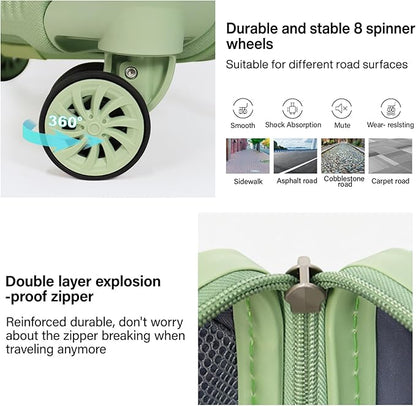 Luggage Sets 3 Piece (20/24/28 inch)-Carry On Suitcase-Suitcase With Wheels-PC+ABS - Hardside Spinner Travel Luggage, Black, 3 Pcs Set, Hardside Luggage Sets With Spinner Wheels (Green)