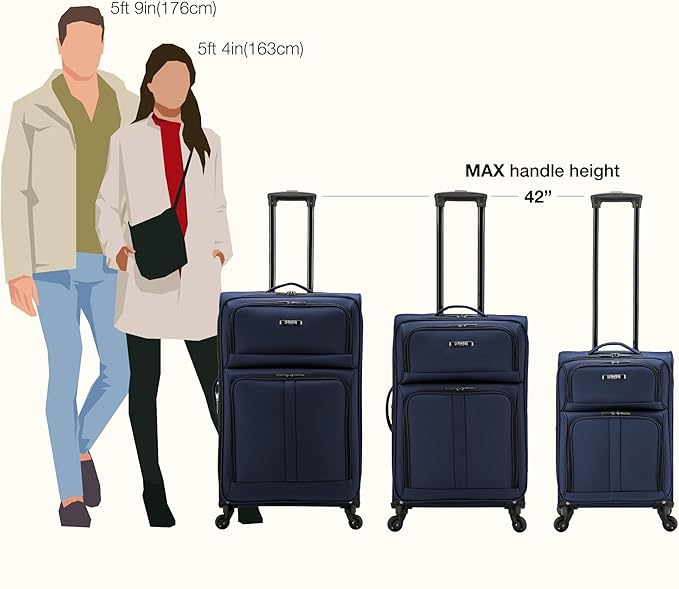 U.S. Traveler Anzio Softside Sturdy Ballistic Nylon Expandable Travel Suitcase Luggage with 4 Spinner Wheels, Navy, Carry-on 22-Inch