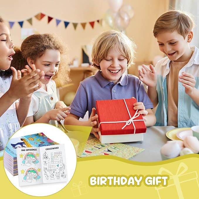 BenLouis 24 pcs Mini Activity Books for Kids ages 4-8-12 Small Activity Books Party Favors Bulk Mazes Coloring and More for Classroom Travel Birthday Goodie Bag Gift Stuffer(Colorful)