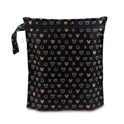 Bumkins Disney Waterproof Wet Bag for Baby, Travel, Swim Suit, Cloth Diapers, Pump Parts, Pool, Beach, Gym Clothes, Toiletry, Hook to Stroller, Daycare, Zip Reusable Wetdry Packing, Minnie Mouse Icon