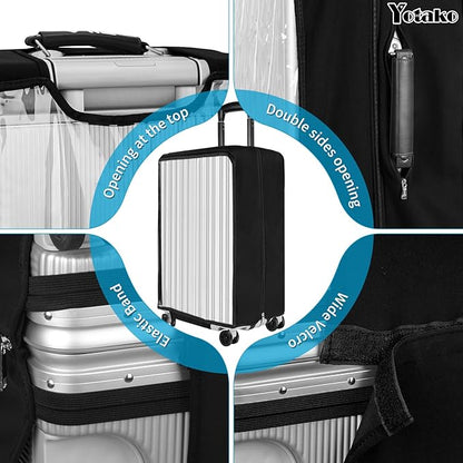 Yotako Upgraded Zippered Transparent PVC Suitcase Cover, No Disassembly Required Clear Luggage Protector for Suitcase Luggage Protector Cover 28''