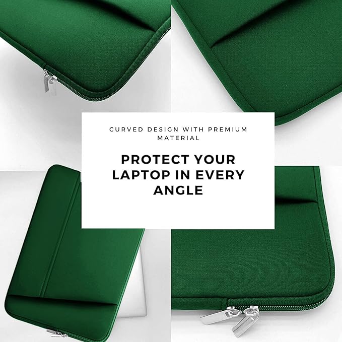 Laptop Sleeve 15.6 inch, Sturdy Portable Monitor Computer Laptop Case, Carrying Sleeve Bag 15.6'' with Pockets for MacBook PC Mac HP Lenovo Dell Asus Xbox Switch, Deep Green