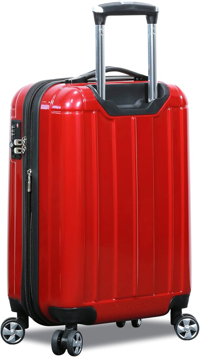 World Traveler Contour 20-Inch Carry-On Polycarbonate Hardside Expandable Spinner Luggage with TSA Lock - Red