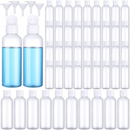 Eccliy 100 Pcs 3.4oz Small Travel Bottles Plastic Empty Squeeze Bottle Clear Refillable Shampoo Container with 5 Funnel for Liquids Cream Cosmetic Toiletries
