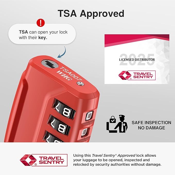 Puroma 2 Pack TSA Approved Luggage Lock, 4 Digit Combination Travel Locks Resettable Code Lock with Zinc Alloy Body for Suitcase, Toolbox, Backpack, Bag, Gym Locker (Basic Red)