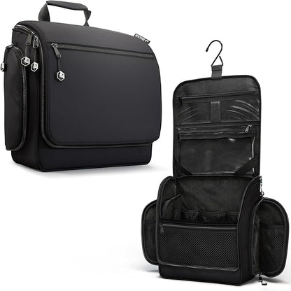VENTURE 4TH Hanging Travel Toiletry Bag for Women & Men – Large Toiletry Organizer with 18 Compartments, Removable TSA Pouch, Travel Wash Bag for Toiletries, Makeup & Shaving Kit (Black)