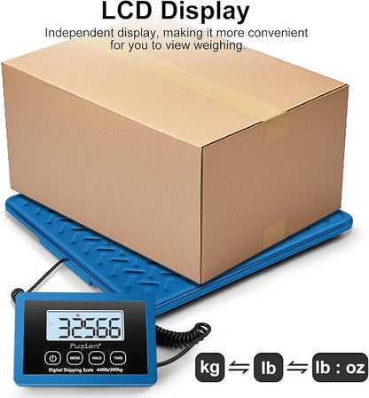 Fuzion Shipping Scale, 440LBs x 10g Postal Scale, Durable Alloy Steel Platform, Heavy Duty Scale for Packages, Postage, Luggage