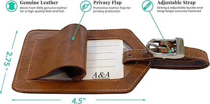 Personalized Monogrammed Leather Luggage Tags - 3 Pack