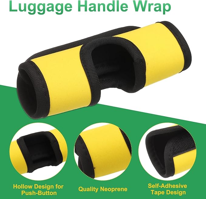 uxcell Luggage Handle Wrap, 2 Pcs Hollow Neoprene Handbag Grip Cover Protector Luggage Identifiers Suitcase Handle Wraps for Luggage Suitcase Travel Bags, Yellow