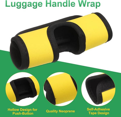 uxcell Luggage Handle Wrap, 2 Pcs Hollow Neoprene Handbag Grip Cover Protector Luggage Identifiers Suitcase Handle Wraps for Luggage Suitcase Travel Bags, Yellow