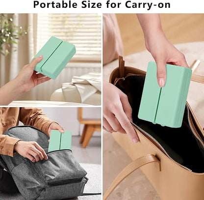 FYY Daily Pill Organizer,7 Compartments Portable Pill Case Travel Pill Organizer,[Folding Design] Pill Box for Purse Pocket to Hold Vitamins,Cod Liver Oil,Supplements and Medication-DarkGreen
