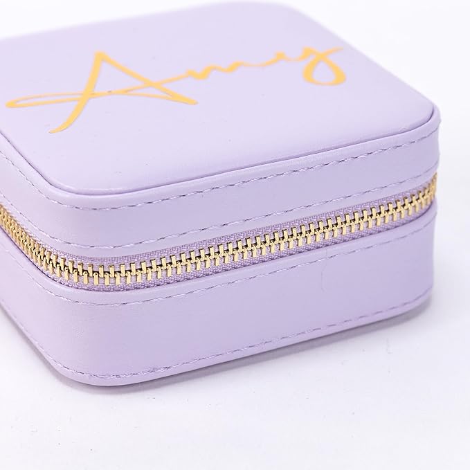 Angelina's Palace Personalized Jewelry Case with Name Engraved,Custom Leather Travel Jewelry Organizer Box for Rings,Earrings,Necklaces,Birthday Bridesmaid Gift For Women