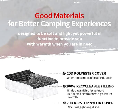 zzlamb Camping Blanket for Cold Weather,Outdoor Puffy Blanket Portable Down Alternative,Windproof Warm Cloak with Snaps,Cozy Quilt Backpacking Picnic RV Travel Plane Car Hammock Beach Climbing