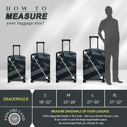 Explore Land Travel Luggage Cover Suitcase Protector Fits 18-22 Inch Case (Flag, S)