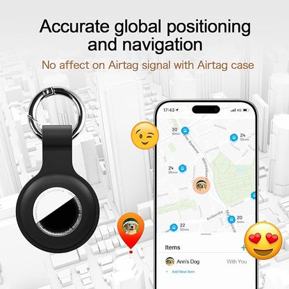 Upgrade Compatible with AirTag Holder Keychain Waterproof Silicone for Air Tag Case with Transparent Shell Key Ring Tags Chain for Apple GPS Item Finders Accessories, Dark Blue