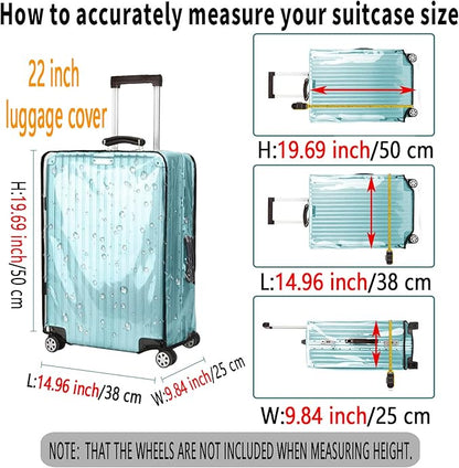 Suitcase Covers for Luggage – TSA Approved Clear PVC Luggage Protector Cover, Thick Transparent Waterproof Sleeve with Large Hook and Loop Closure, Fits 22" Wheeled Suitcases