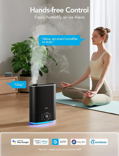 GoveeLife 7L Humidifiers for Bedroom, Smart Top-Fill Cool & Warm Mist Humidifier Large Room, Auto Mode, 70H Quiet Runtime for Baby Plants Nursery, App & Voice Control, RGB Nightlight, Humidity Sensor