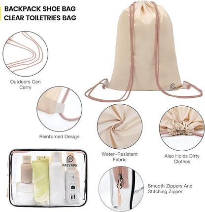 Lightweight Compression Packing Cubes for Suitcases, Compressible Expandable Travel Packing Organizer with Clear Toiletries and Backpack Bag, Travel Essentials for Carry on Luggage 7 Set