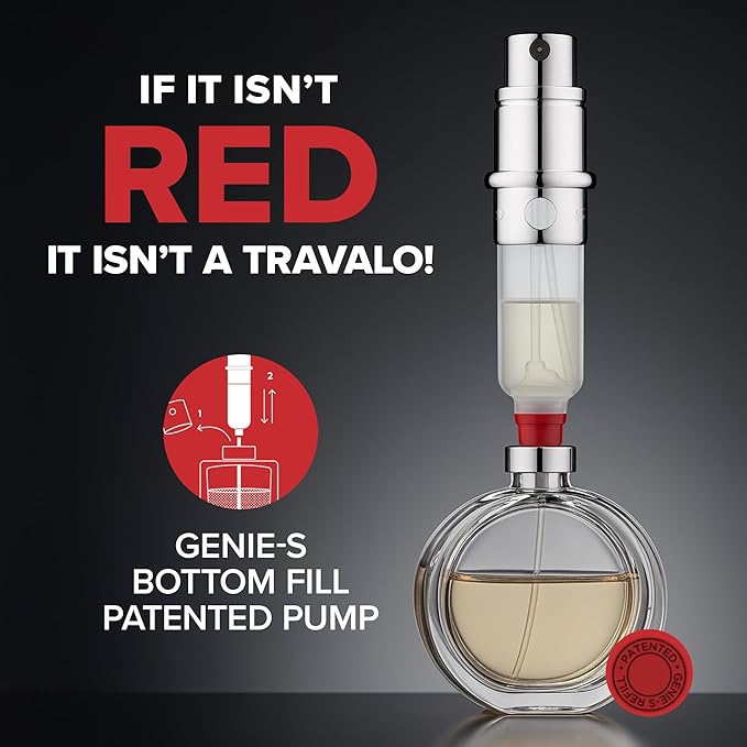 Travalo Classic HD Perfume Atomizer - Leak-Proof and TSA Approved for Air Travel - Reusable, Airtight, Easy-Fill Mini Pump Sprayer - Lightweight, Elegant Design w/Volume Window - Silver 0.17oz