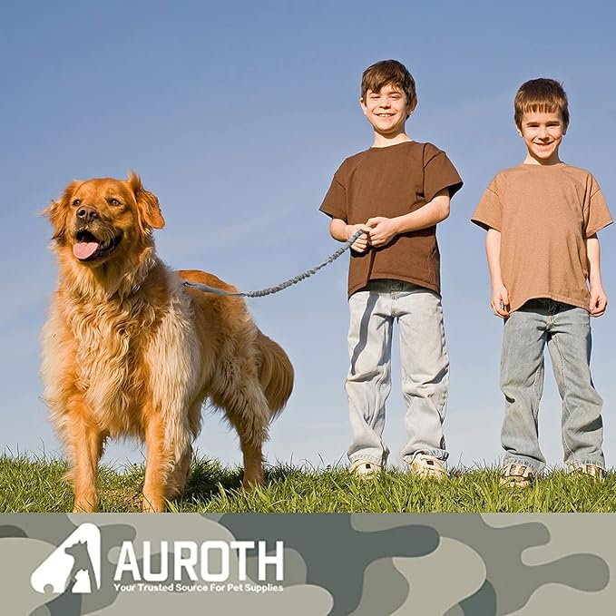 AUROTH Dog Leash Large Dogs, Heavy Duty Dog Leash Bungee, No Pull Leashes for Shock Absorption, Grey Dog Training Leashes for Medium Large Breed Dogs 6FT/4.5FT, 2 Padded Handles