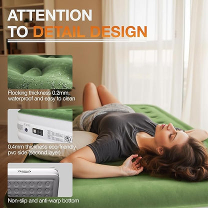 Air Mattress Queen with Built in Pump - Upgraded Blow Up Bed, 2 Mins Quick Self Inflatable with Double Air Chamber, 18"/650lbs Max, All Night No Lost Air, for Camping,Home,Portable Travel