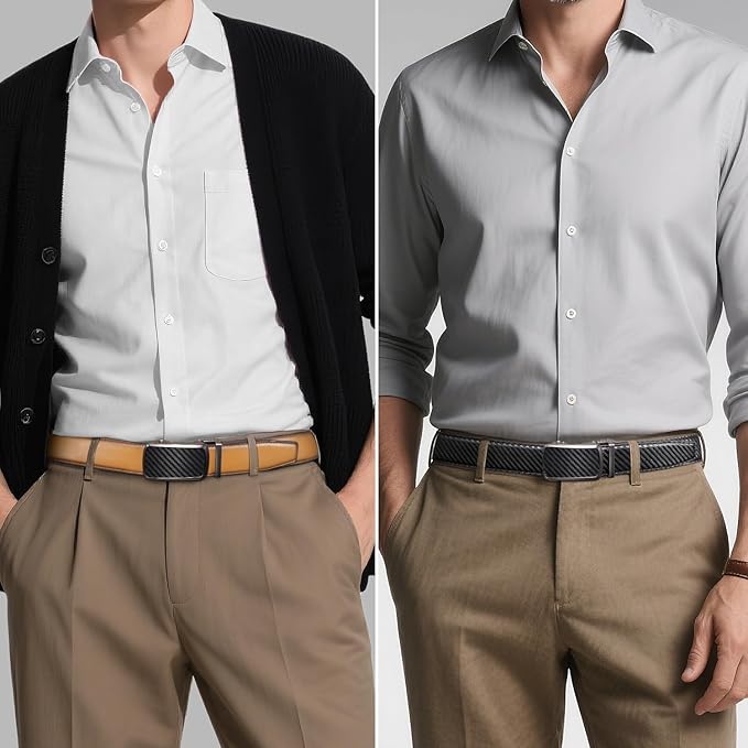 Zitahli Mens belt 2 Pack - Men Leather Belt Design for Work Business and Casual Golf Jeans-Men's Accessories Gifts for Men