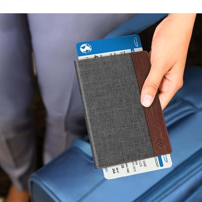 FINTIE Passport Holder, Slim Travel Wallet RFID Blocking Card Case Cover Passport Cover Protector Essentials with Credit Card Slots for Women/Men