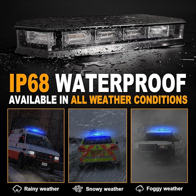 ASPL 16.5 Inch Roof Top Beacon Emergency Strobe Light with Controller 56 LED Magnetic Warning Caution lights bar Traffic Hazard Plow Light for Trucks Vehicles Construction Snowplow (Blue)