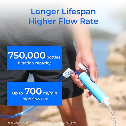 Waterdrop Water Filter Straw, Water Purifier Survival for Camping, Travel, Backpacking and Emergency Preparedness, Water Filtration System Survival, 4 Pack