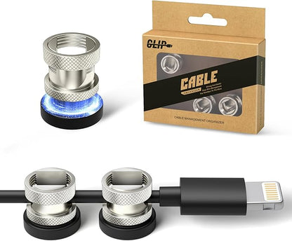 Viaky Magnetic Cord Holder 3 Pack Charger Holders for Cords Metal Cable Management Adhesive Cable Clips Office Desk Accessories Wire Holder Organizer Neatly for Nightstand Office Car Desk