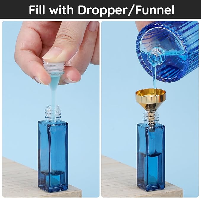 Segbeauty 8pcs 0.34oz Perfume Refill Pump Funnel Tools Dispenser Transfer Kit, 10ml Plastic Blue Perfume Decanter Kit with Extractor for Spray Bottle Refillable for Women, Cologne Making Tool for Men