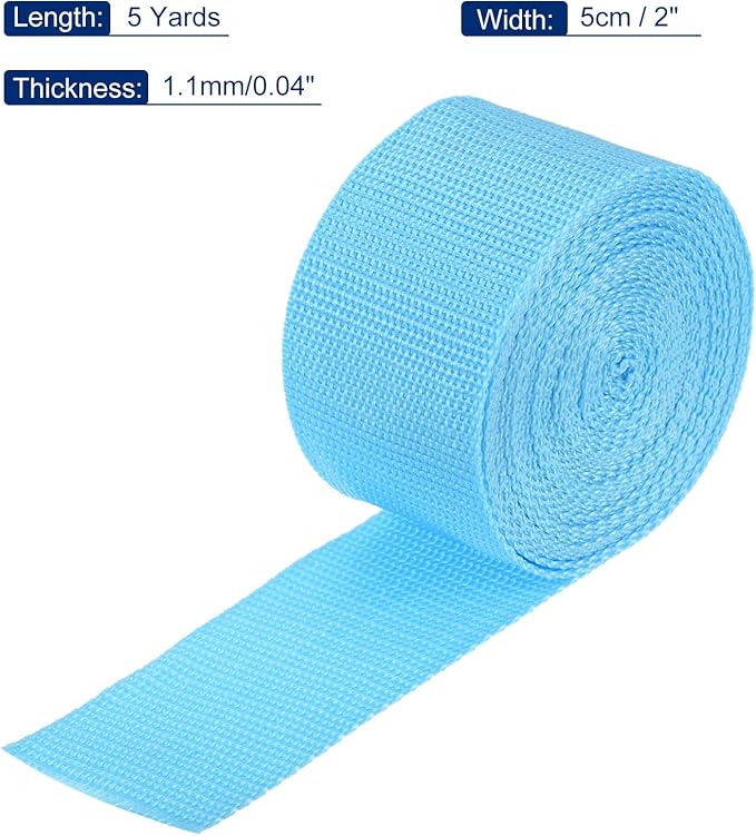 MECCANIXITY Lightweight Polypropylene Webbing Strap 2" 5 Yard Backpack Strapping Band Sky Blue for Outdoor Luggage Cargo Straps