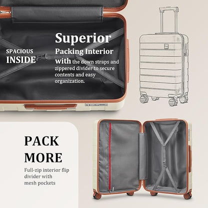 imiomo Hard Shell Luggage Sets 5 Piece for Women, Lightweight Hardside Rolling Suitcase Set with Spinner Wheels and TSA Lock, Navy