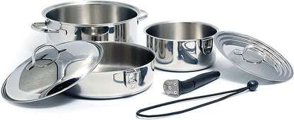 Camco Premium Nesting Cookware Set | Stainless-Steel | 7-Piece Set (43920)