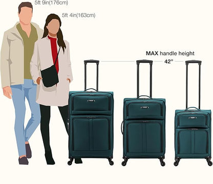 U.S. Traveler Anzio Softside Sturdy Ballistic Nylon Expandable Travel Suitcase Luggage with 4 Spinner Wheels, Teal, Carry-on 22-Inch