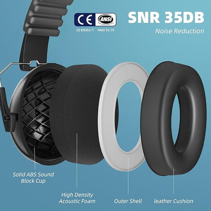 Noise Cancelling Ear muffs for Shooting Ear Protection, SNR 35dB Noise Reduction Headphones for Adult Kids Autism, Adjustable Sound proof Hearing Protection for Shooting Mowing Construction(Blue)
