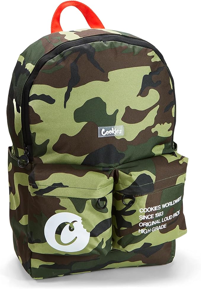 COOKIES Orion Canvas Backpack 22.8L – Large Travel Backpack for Men & Women, Carry-On, Work, Stylish & Spacious Bag - Green Camo