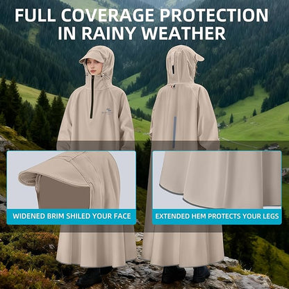 Hooded Rain Poncho for Adults Waterproof Rain Ponchos Lightweight Raincoat Reusable Rain Jacket for Men Women Outdoor