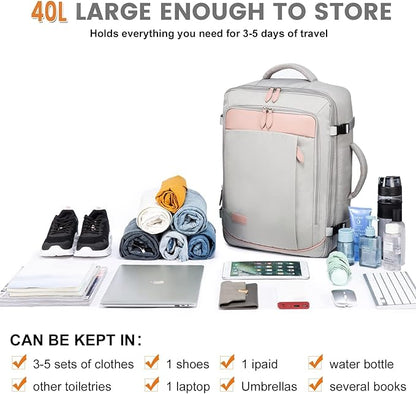 LOVEVOOK Carry on Backpack, 40L Travel Backpack for Women Men Airline Approved, Expandable Large Suitcase Backpacks With 4 Packing Cubes, Aer Travel Pack 3, Water Resistant Weekender Bag