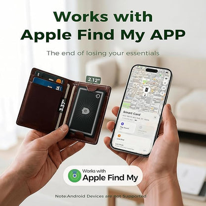 Wallet Tracker Card (iOS Only),Ultra Slim 0.07in,Rechargeable Bluetooth Tracker, IP68 Waterproof,Wireless Charging, Smart Location Finder for Keys, Wallet, Passport, Luggage Tags （2- Pack）